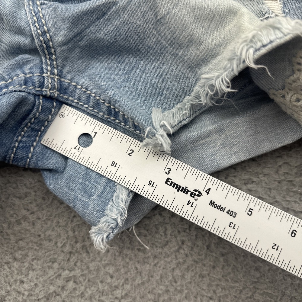 Miss Me Y2K Low Rise Signature Denim Jean Shorts Crochet Boho Festival Women 29 - Picture 8 of 8